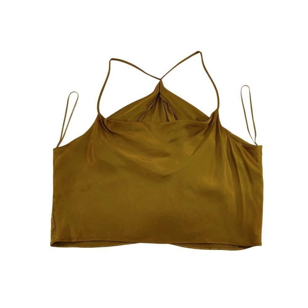 Zara Halter Top Criss Cross Back Sleeveless Party Blouse Green Size L NWOT